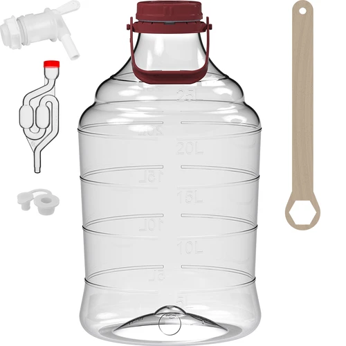 Särkymätön PET Demijohn hanalla ja vesilukolla, 25 litraa - Image 8