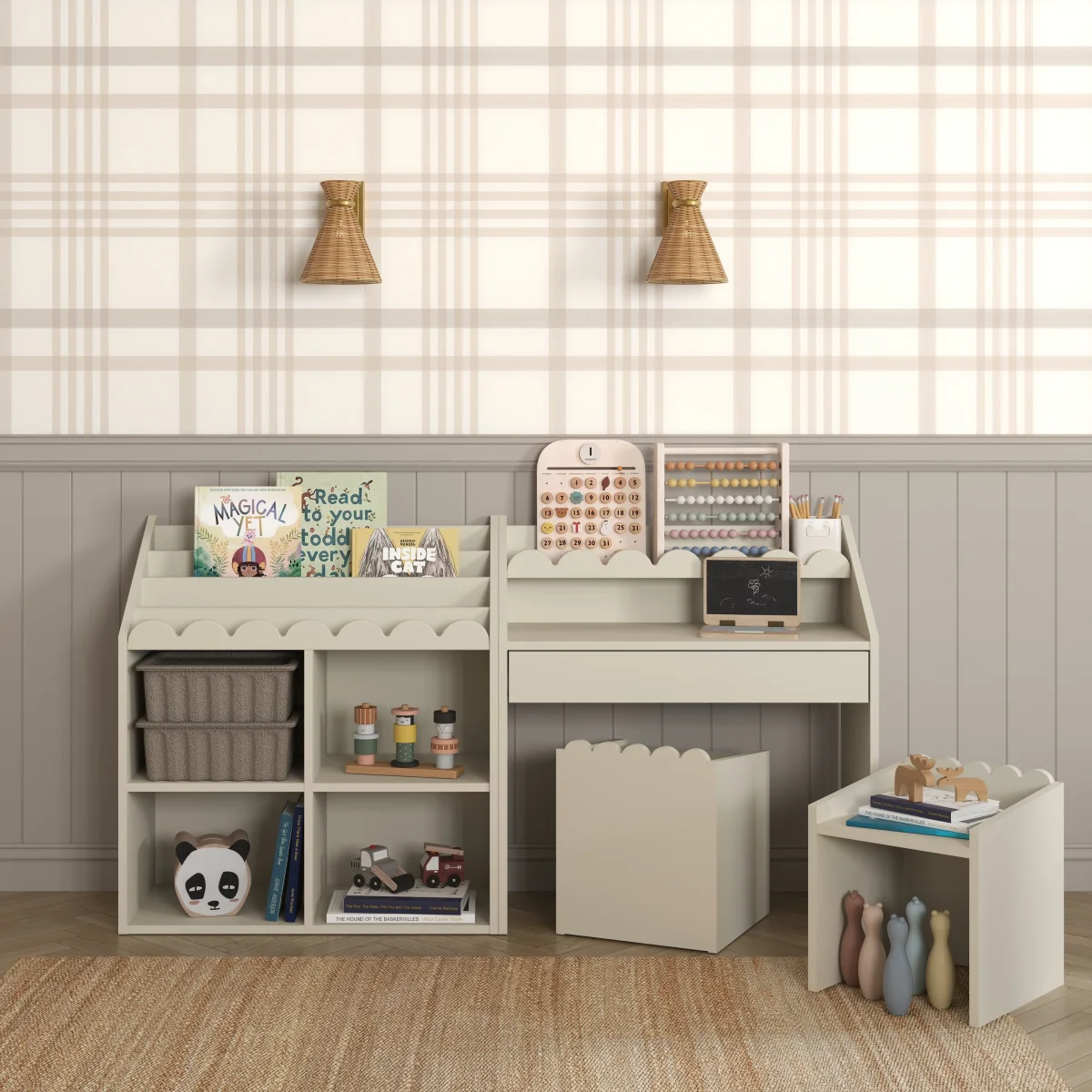 Book Nook, Montessori Pöytä ja Tuolit, Latte - Image 6