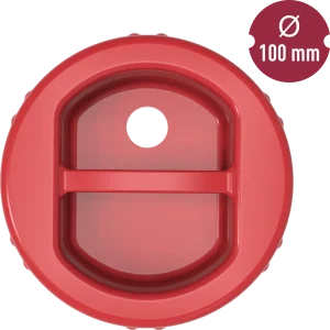 Punainen muovinen kierrekansi Ø100
