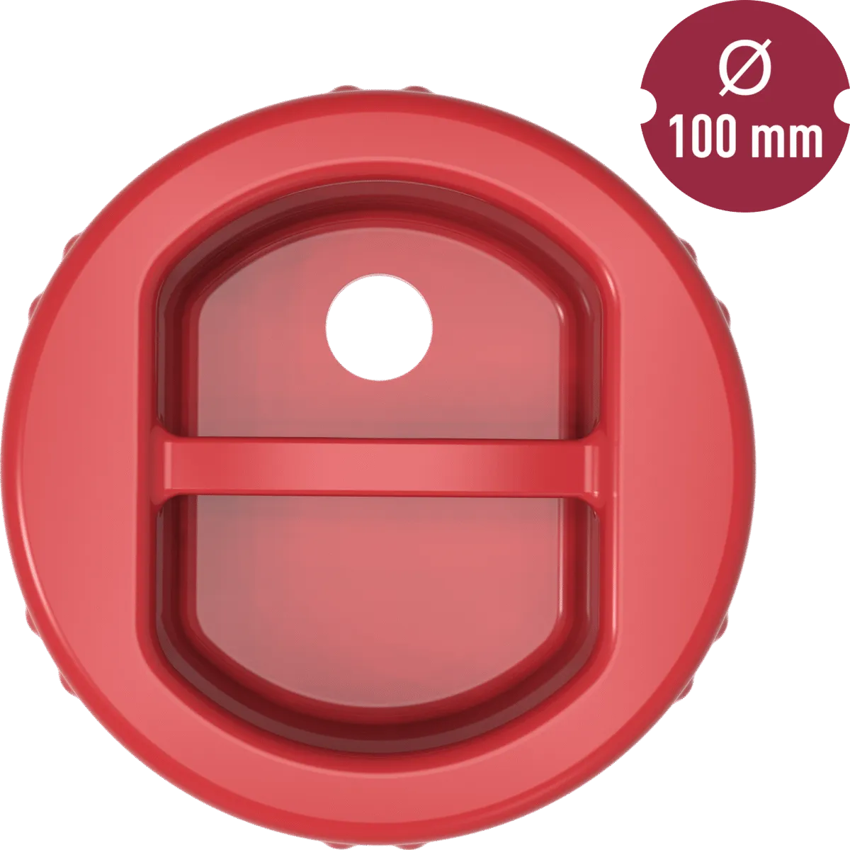 Punainen muovinen kierrekansi Ø100 - Image 2