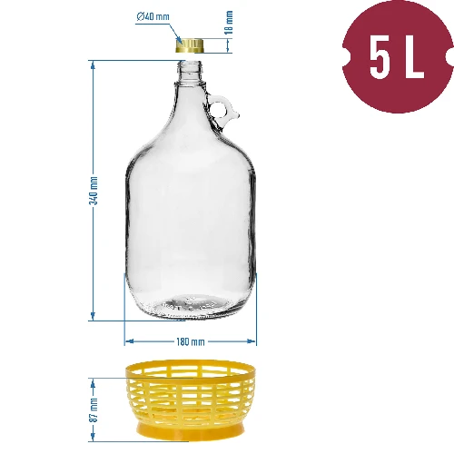 Lady demijohn korilla ja korkilla, 5L - Image 3