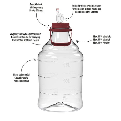 Särkymätön PET Demijohn kantokahvalla, 20 litraa - Image 4