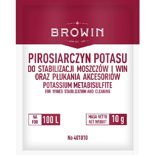 Campden kaliummetabisulfiitti (E224) – 10g (Potassium metabisulfite) Browin