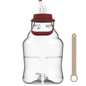 Särkymätön PET Demijohn hanalla ja vesilukolla, 10 litraa